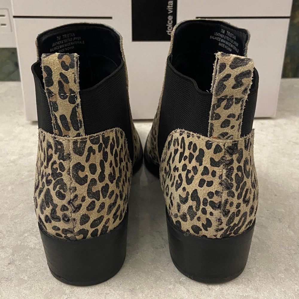 Sale! Dolce Vita Tan Leopard Suede Ankle Booties, size 7 - Picture 9 of 11
